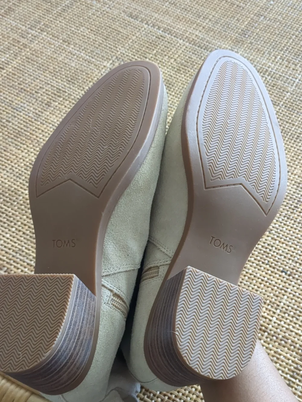TOMS Cream Suede Stitched Ankle Booties - Picture 4 of 6